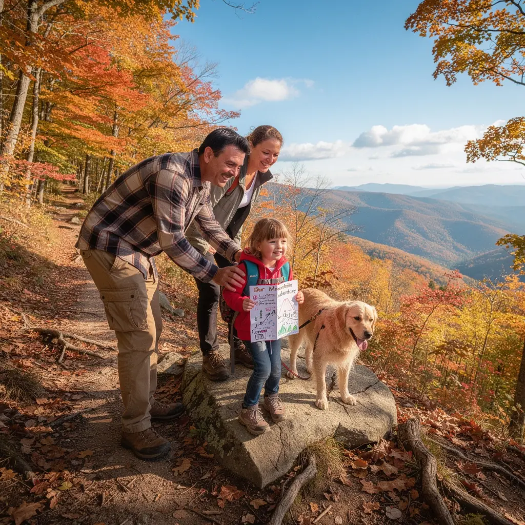 Osoba przeglądająca offline plan podróży na tle zachodu słońca nad miastem w USA.